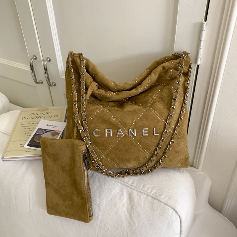 【高端玩家】垃圾袋包包秋冬新款原创设计女包磨砂菱格链条单肩包