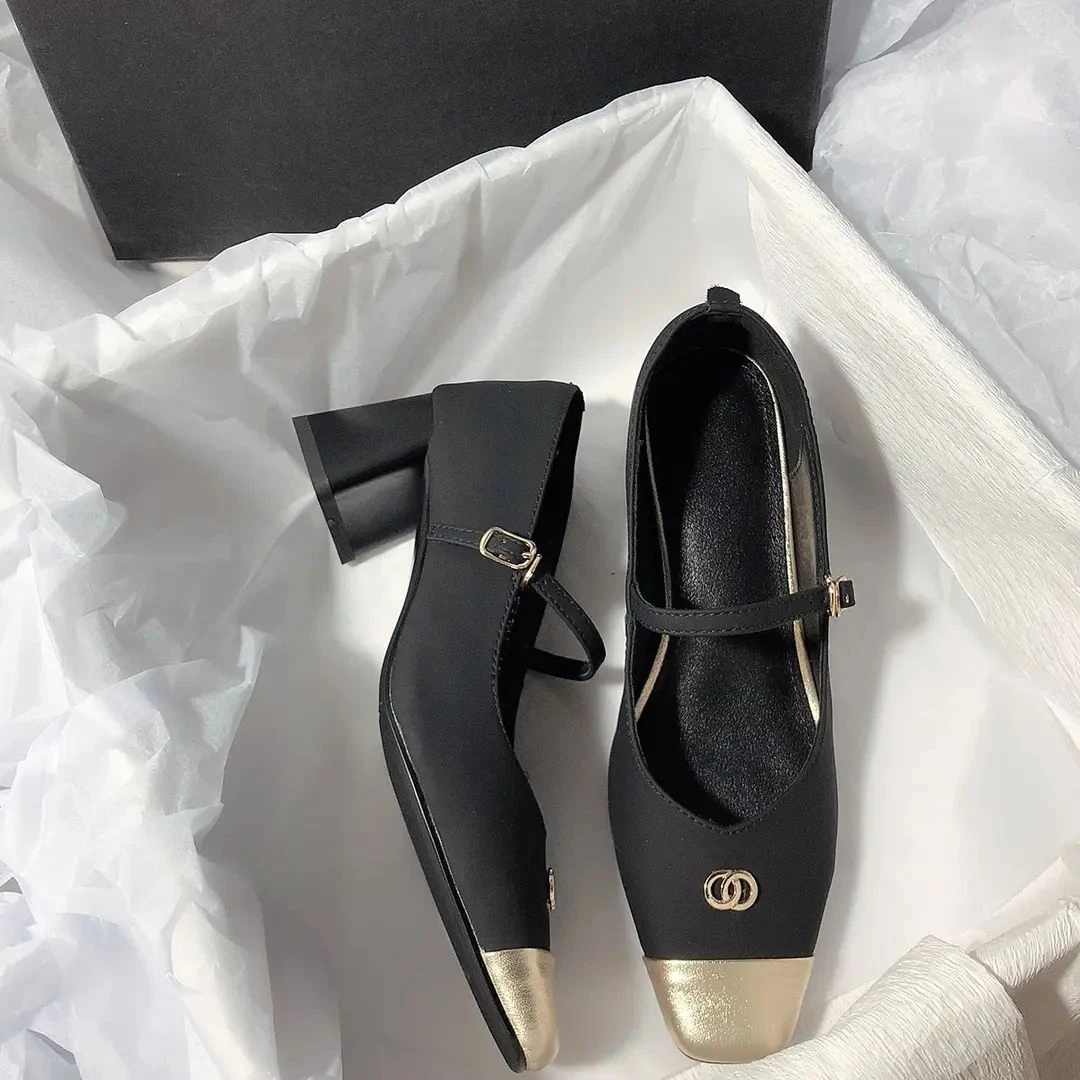 SENYU 韩版ins风~方头高跟鞋精致小金属装饰玛丽珍单鞋女