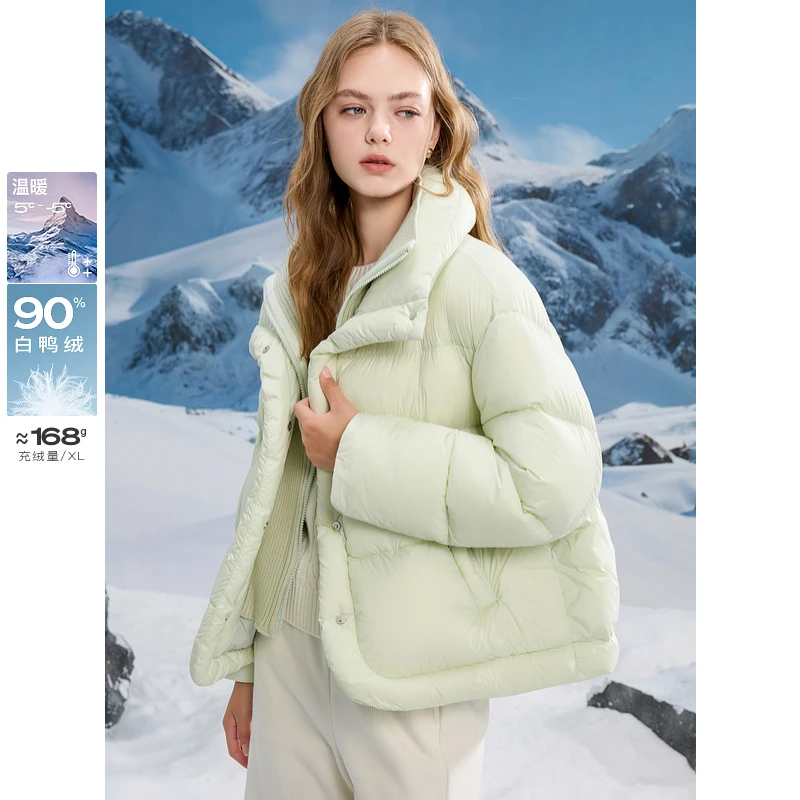 0004品牌福利三彩独醒2024冬季新款短款宽松泡芙羽绒服白鸭绒dbq