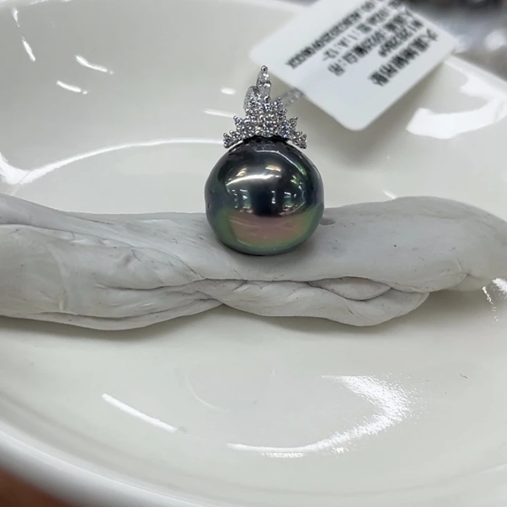 银S925镶嵌吊坠(不含链)海水珍珠12-13mm54号
