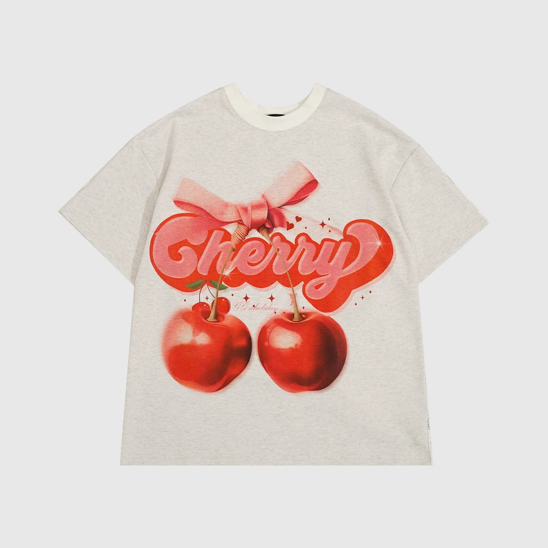 GG潮牌春夏美式复古宽松休闲街头潮流印花网纱拼接T恤上衣 152481