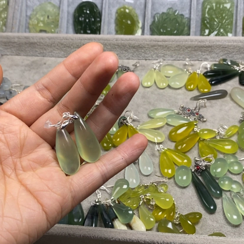 【闪购商品】蛇纹石玉未镶嵌挂件耳饰耳环项链