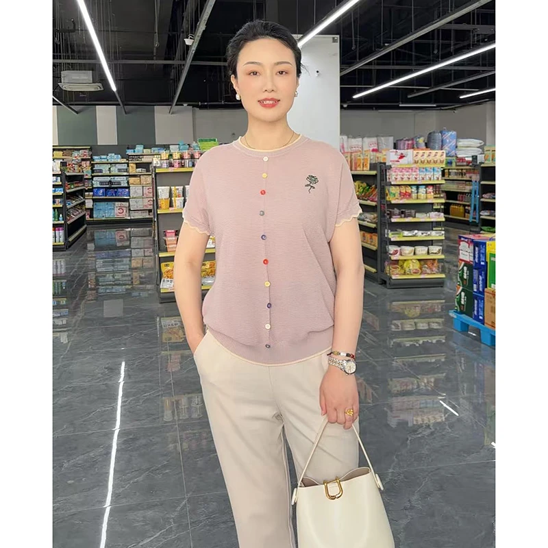 【月光女神】洋气减龄显瘦中老年妈妈装薄款透气舒适针织衫上衣