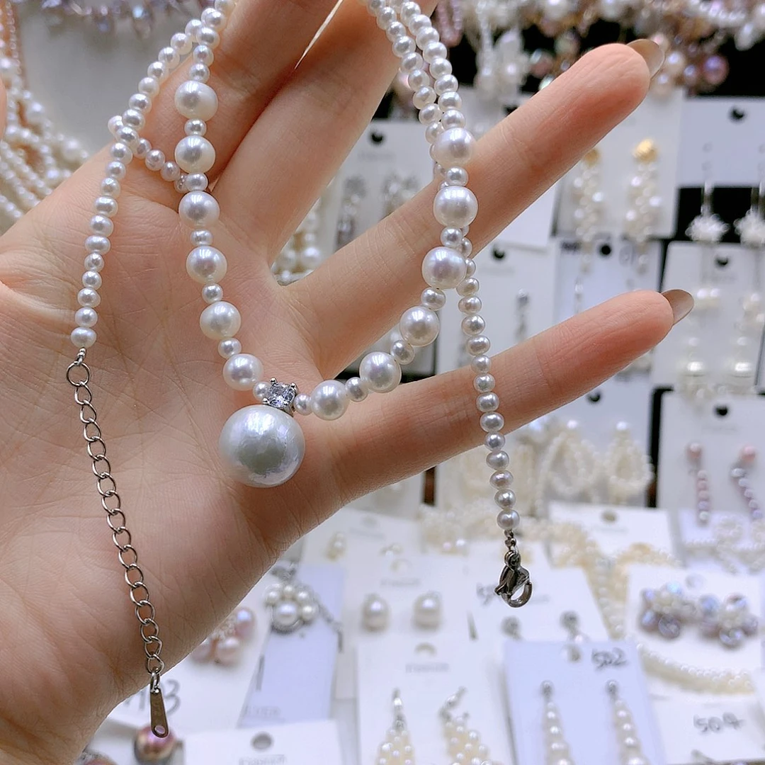 银S925镶嵌耳饰淡水珍珠用****7