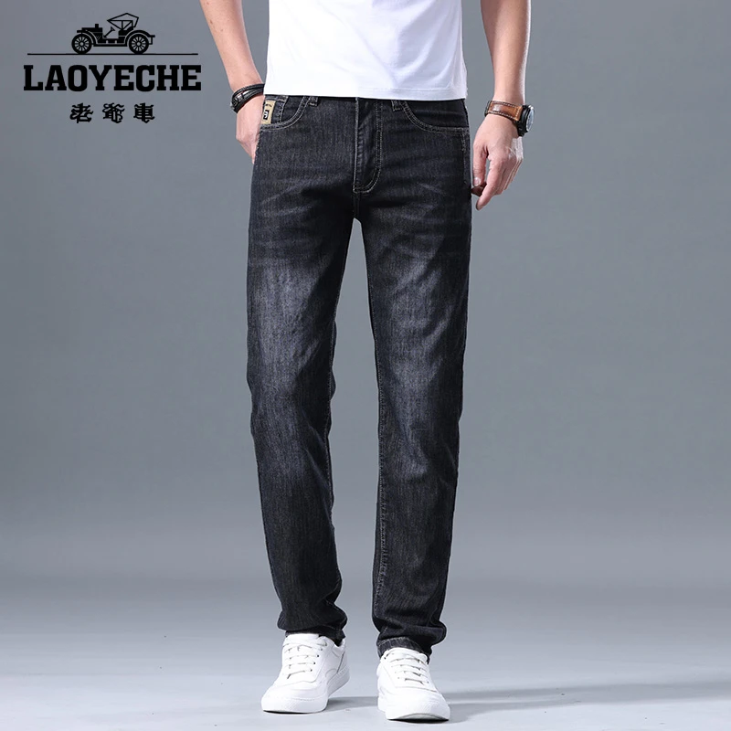 老爷车2025春夏新款男士直筒商务轻奢高腰深裆牛仔裤男裤