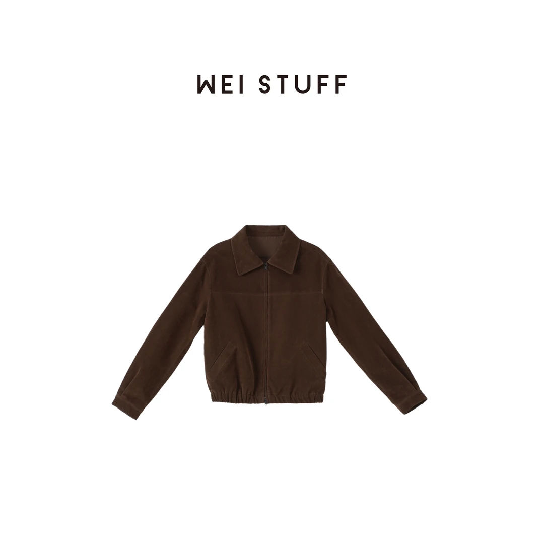 WEI STUFF 轻奢老钱复古休闲简约绒面美拉德早春翻领外套 6990