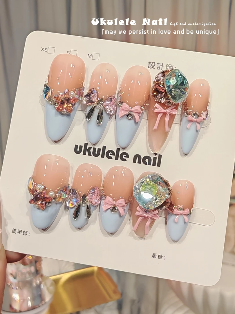 【蓝法假日】Ukulele设计施家全华纯手工超融肤法式高级感穿戴甲