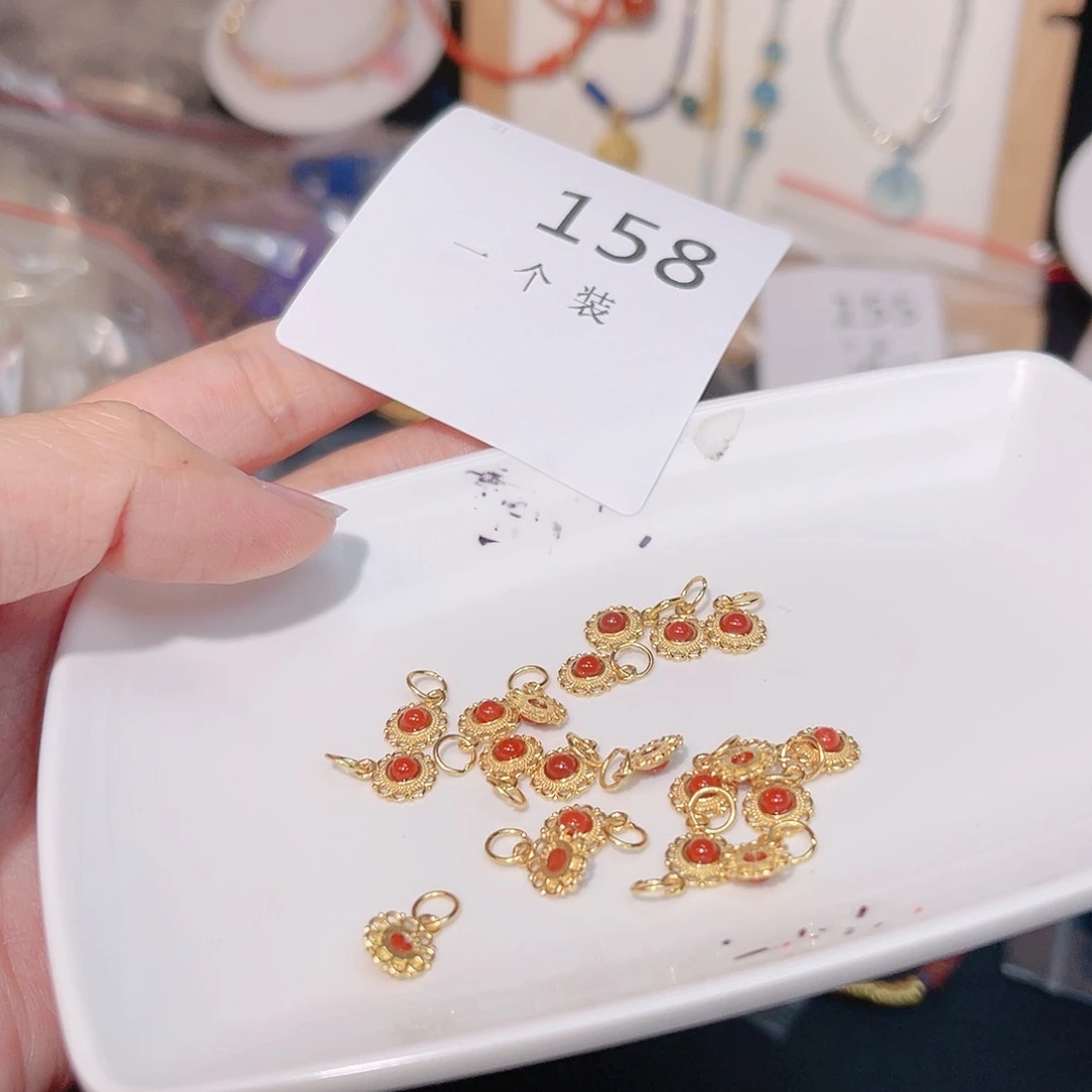 玛瑙/玉髓珠宝半成品银S925镀金镶嵌158