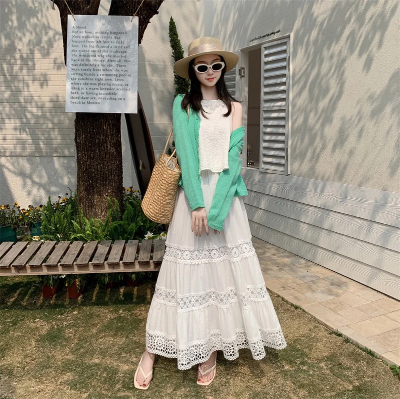 2025春夏新款时尚百搭三层太阳花半身裙气质夏季