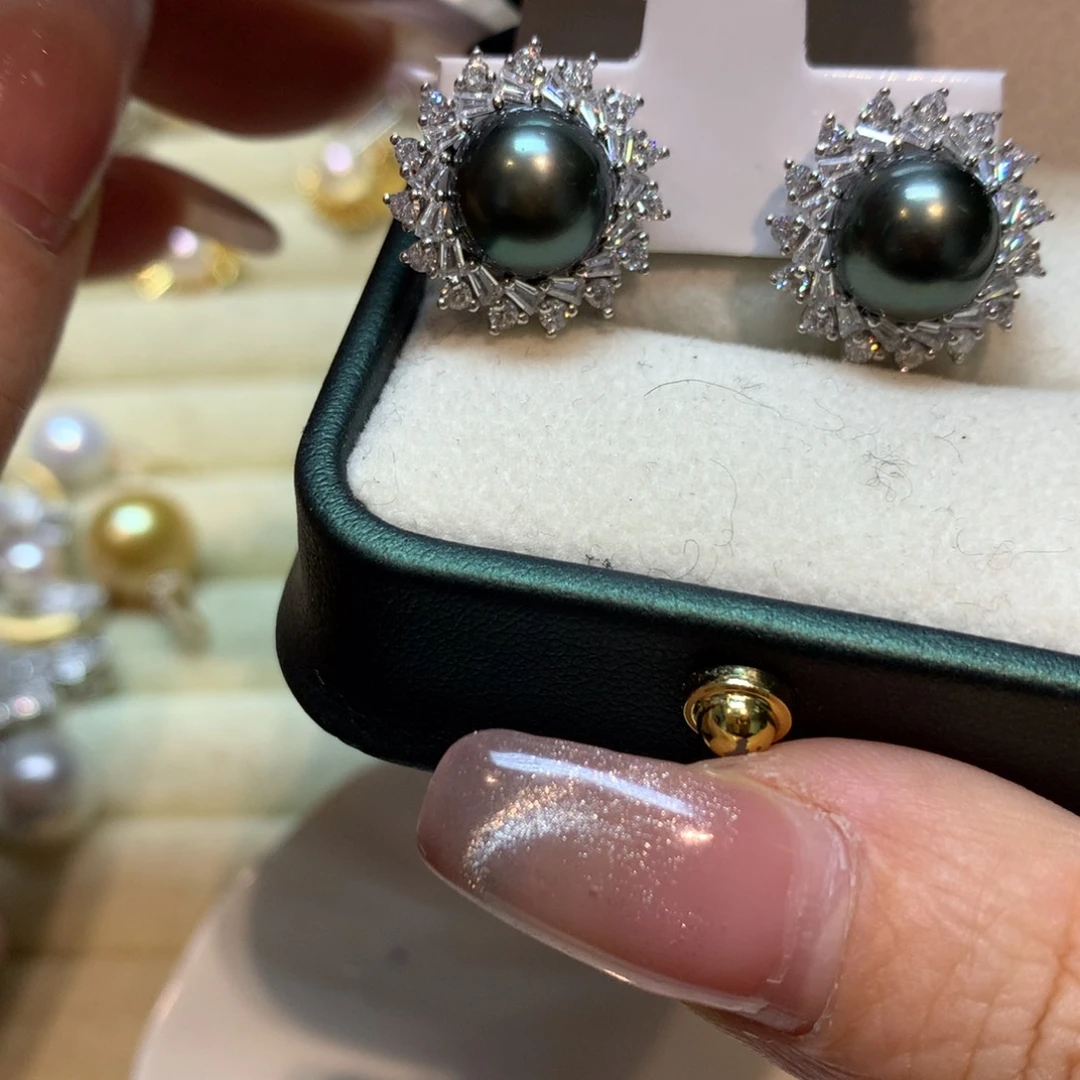 海水珍珠耳饰银S925镶嵌