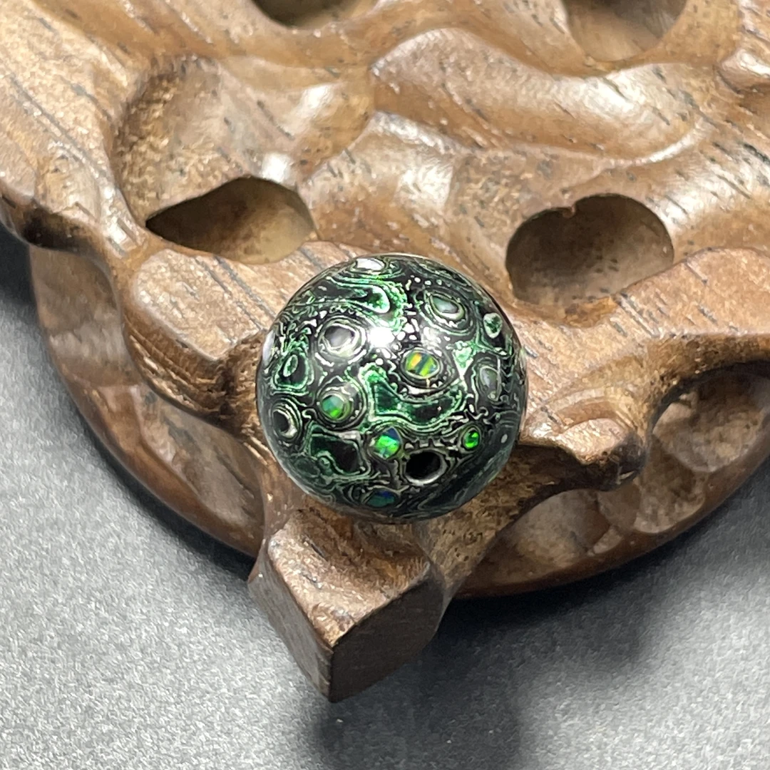 规格1.5cm 极光绿精品千层款 大漆手串 大漆珠 漆器 木质手串