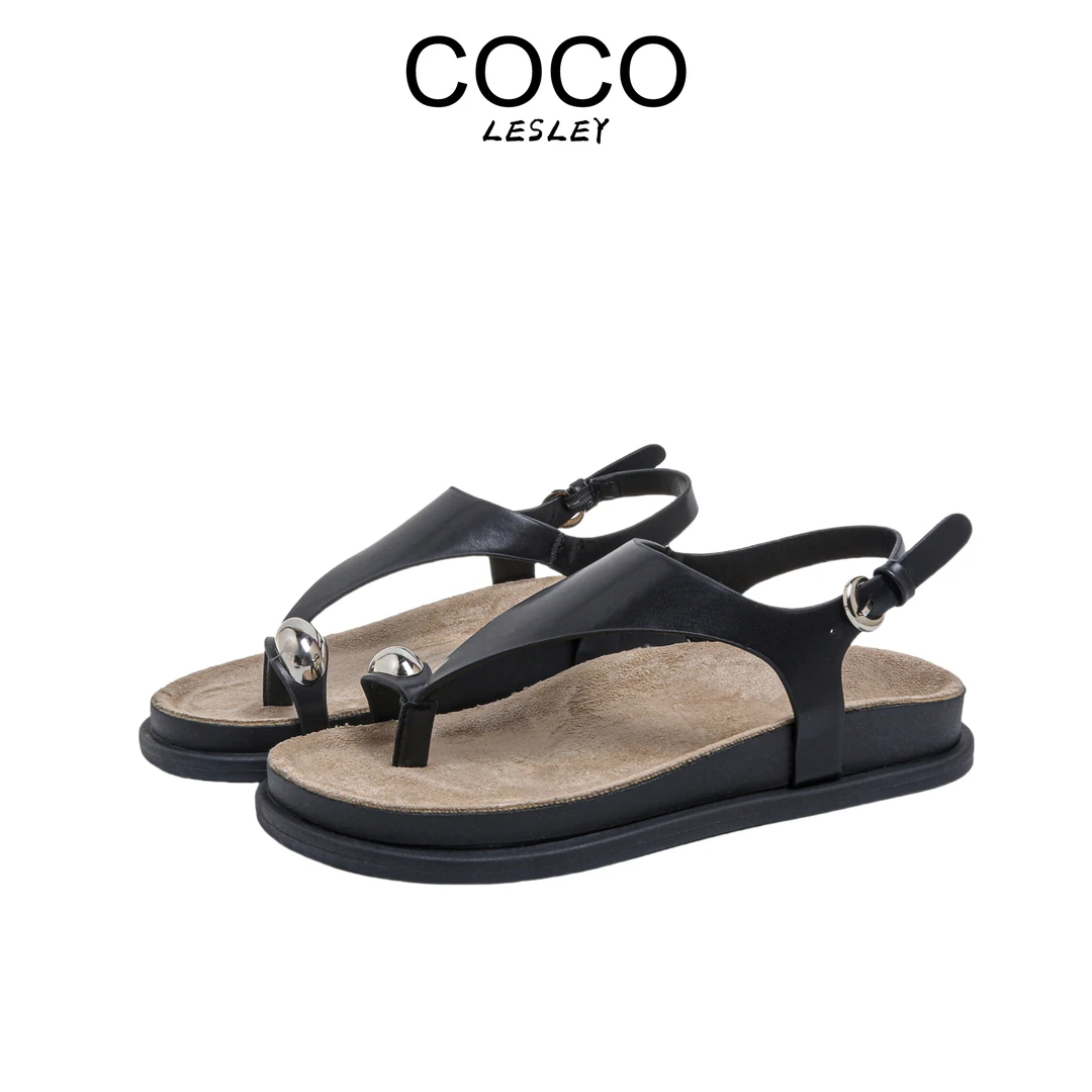 【COCO LESELY】夹趾套趾一字带平底凉鞋时尚百搭夏季复古外穿舒适