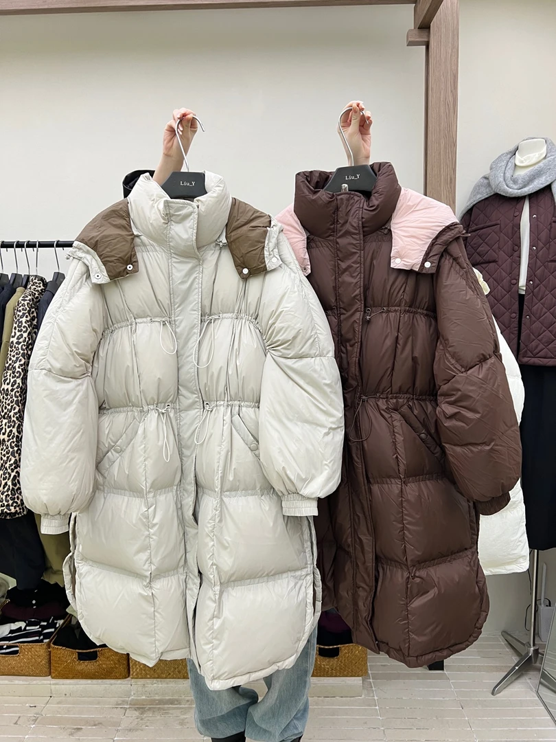 【ARONG阿荣家】长款撞色棉服23567-杏色-F（剪标）