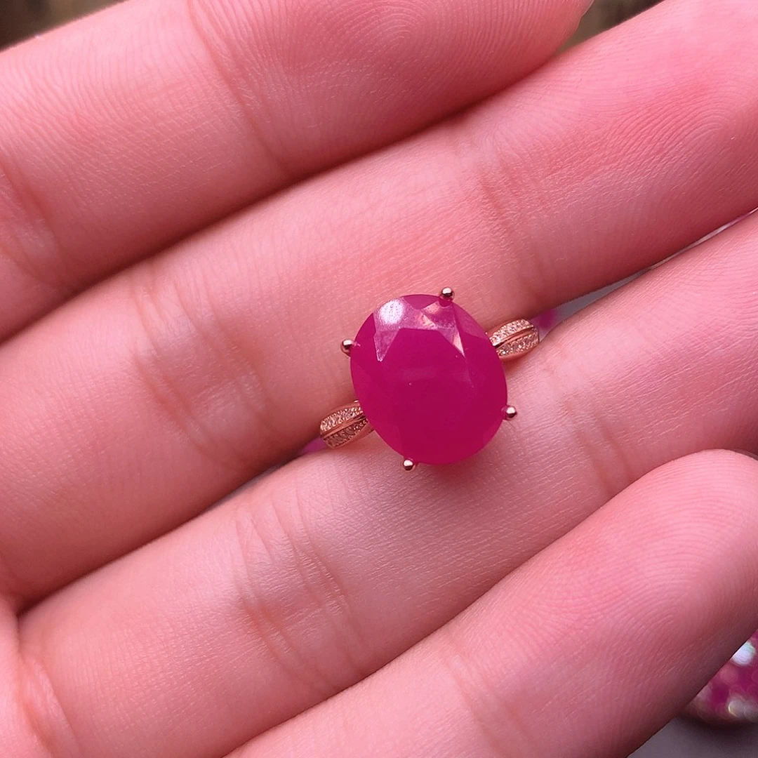 红宝石戒指银S925镶嵌