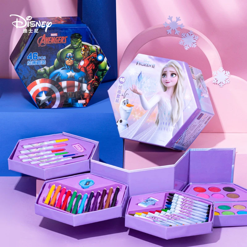 迪士尼漫威水彩笔彩色画笔套装礼盒儿童幼儿园可水洗无毒小学生