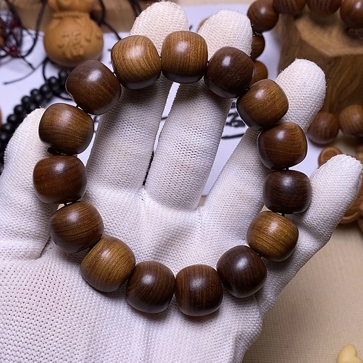 手串/手链檀香木老山檀香黑肉满纹15/16老型珠沉水