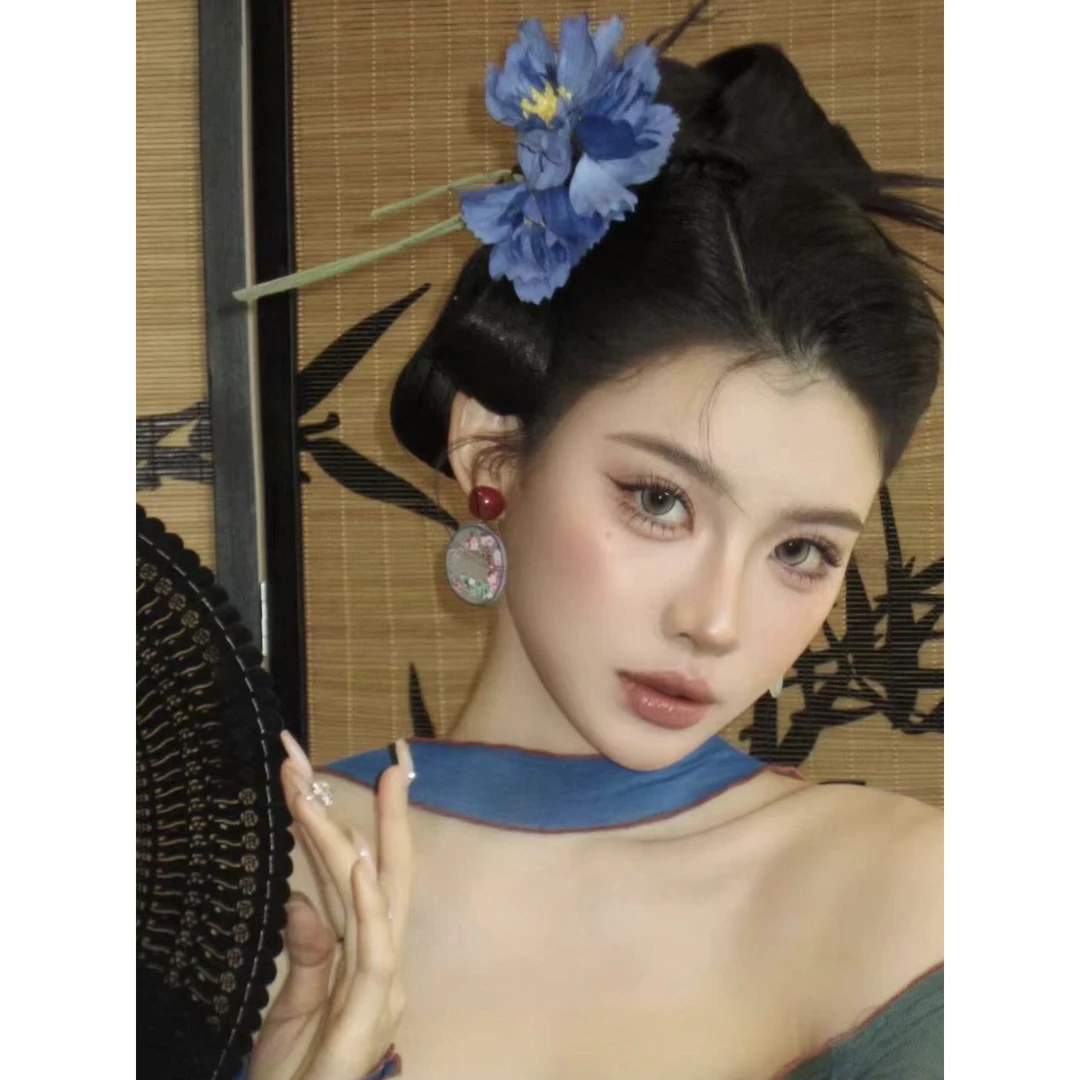 MT｜康康老师同款红蓝色波斯菊新中式头花