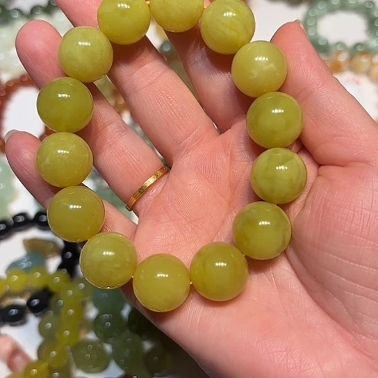 时***老蛇纹石玉未镶嵌手串