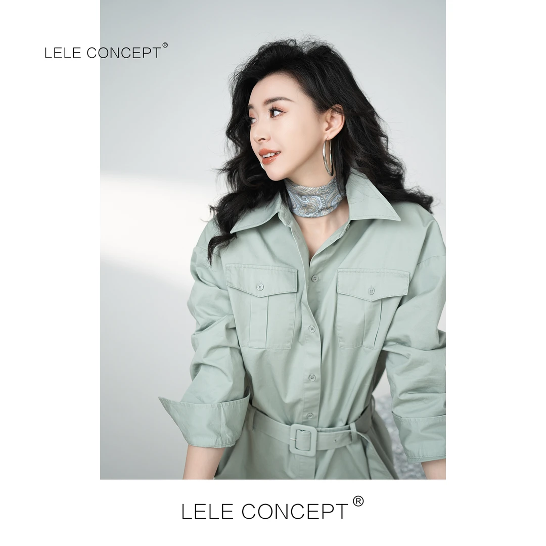 LELE CONCEPT｜【如一】气质洋气设计腰带款衬衫外套Y0585