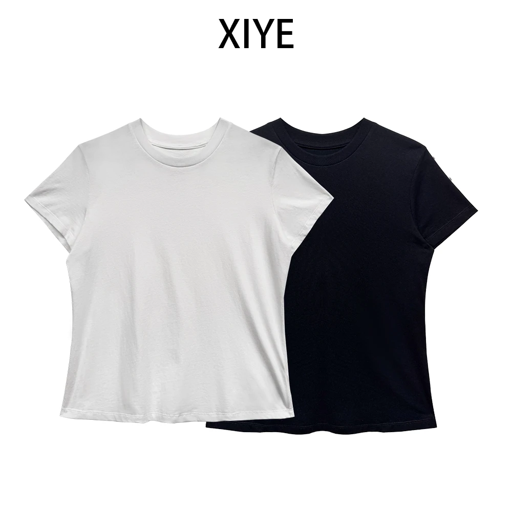 XYE/希野夏季新款修身纯色垂感显瘦百搭圆领时尚短袖T恤女 225099