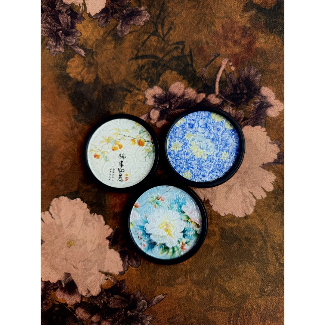 万花+牡丹+柿子（三个茶杯垫）297