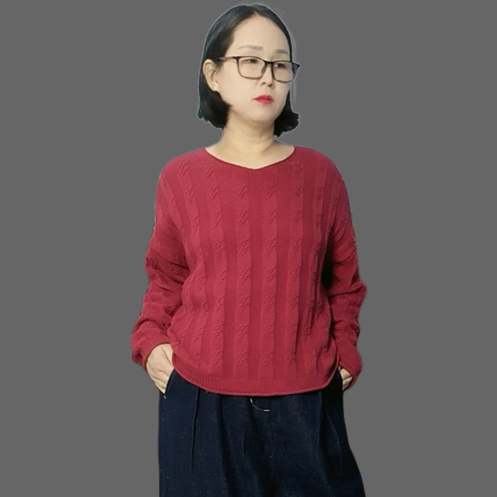 秋冬新款宽松休闲百搭棉线针织衫减龄毛衣