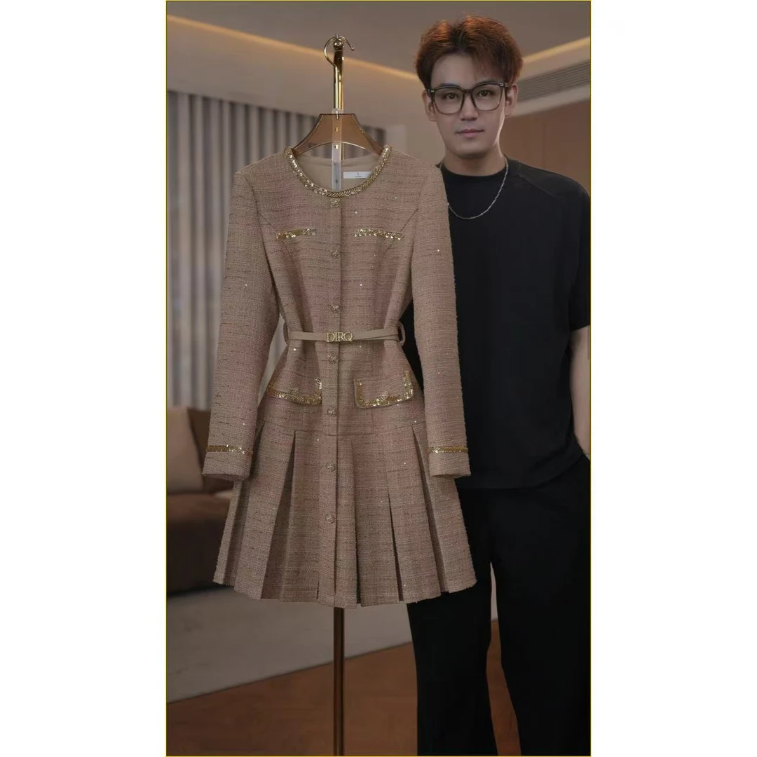 【少量现货】6841品牌秋季新款长袖女装气质显瘦高定连衣裙