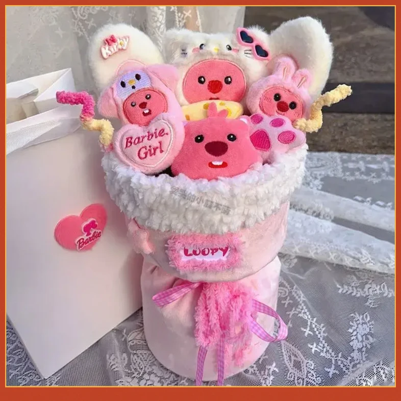 露比loopy花束小海狸玩偶XRKH可爱创意生日礼物送女生闺蜜【悦达】