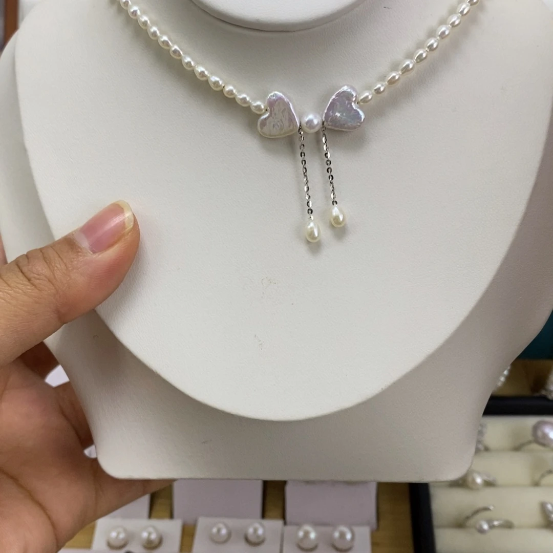颈饰银S925镶嵌淡水珍珠