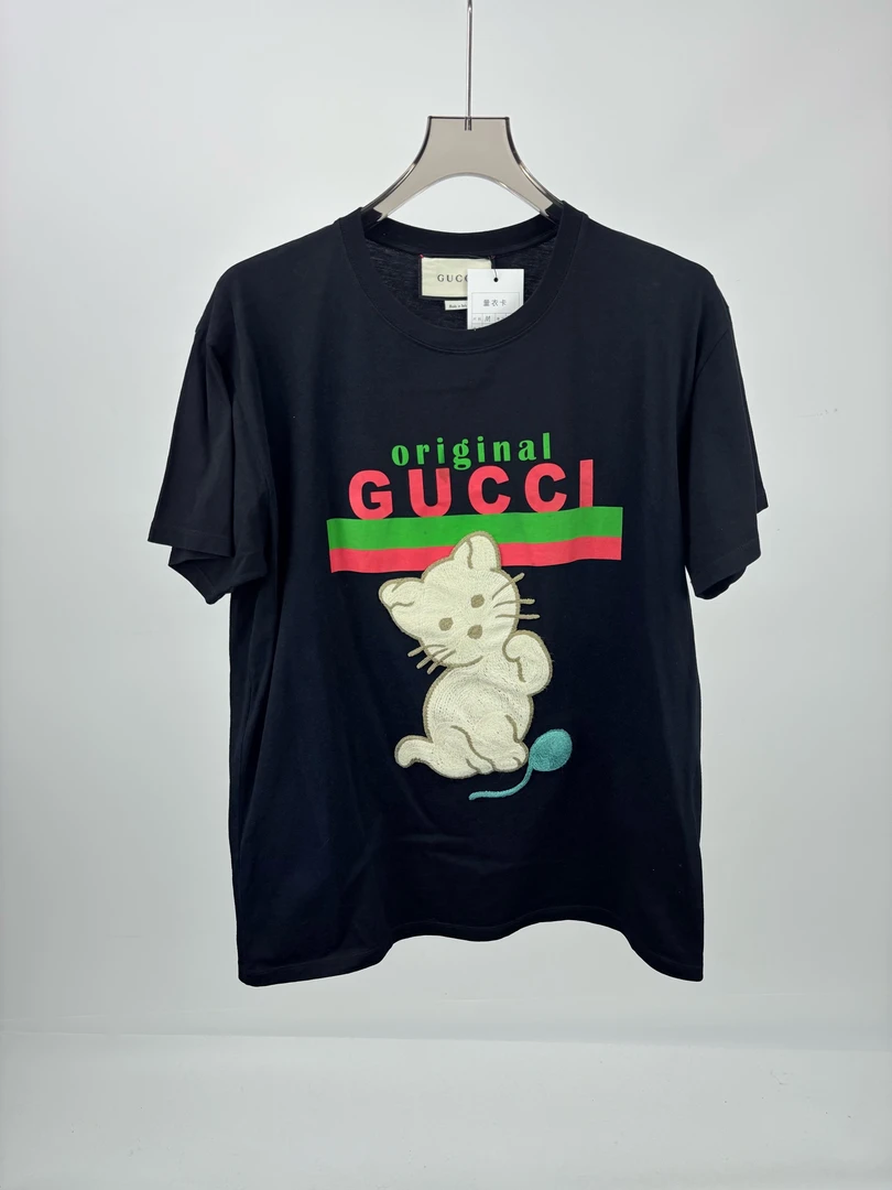 95新 YSL/圣罗兰  GUCCI古驰猫咪印花短袖 M码 95新 14224