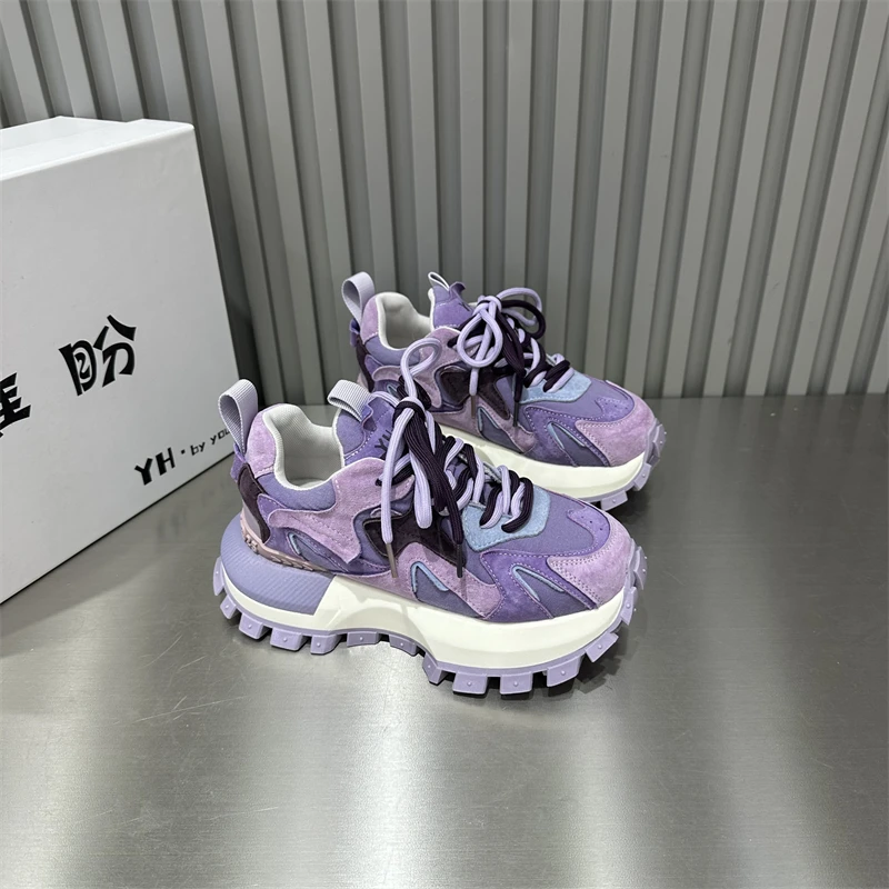 女士女款舒适时尚百搭夏季透气潮流厚底网面粉色轻便秋季潮流潮鞋