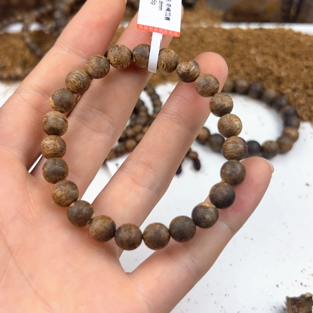 手串沉香虞*人圆珠单圈8mm