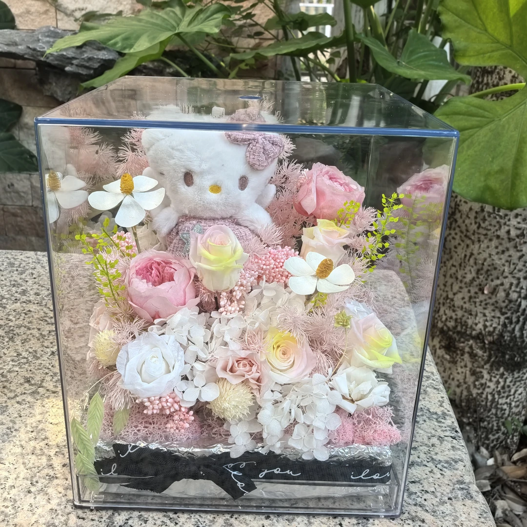 永生花永生花礼物Kitty玩偶玫瑰花园礼盒送女友闺蜜生日礼物表白