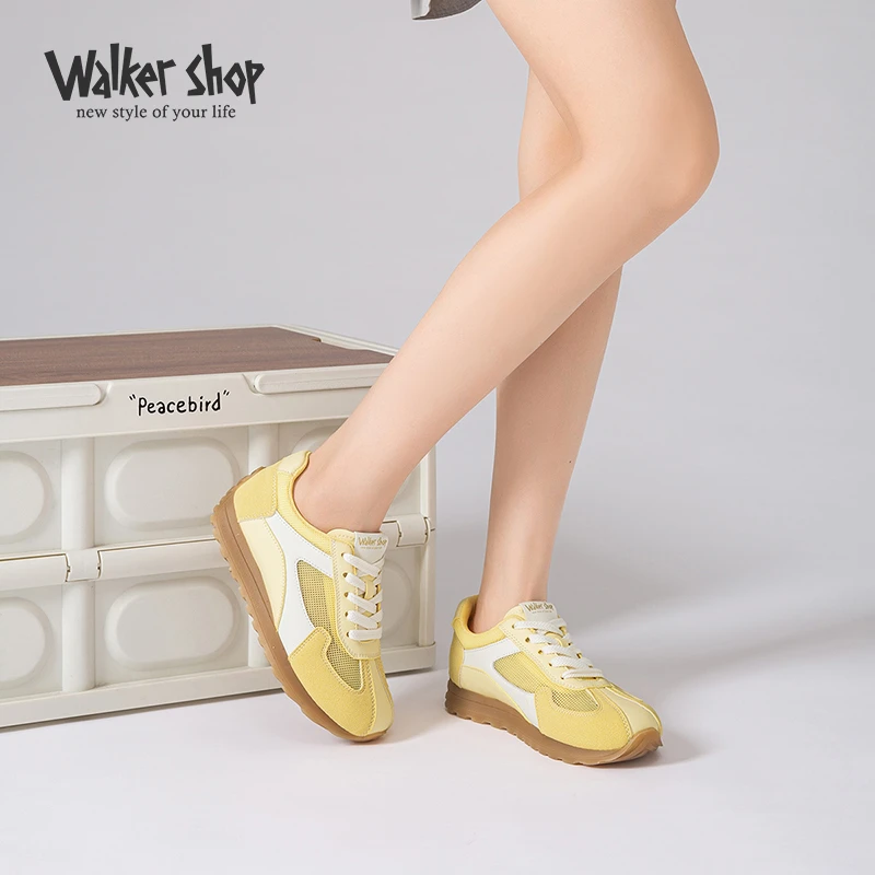 WalkerShop网面德训鞋女透气2025新款秋百搭休闲板鞋运动鞋小白鞋