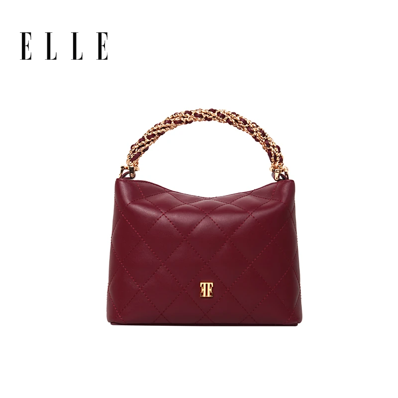 ELLE25【典藏博物馆】女士菱格经典百搭手拎包轻奢斜挎包24557
