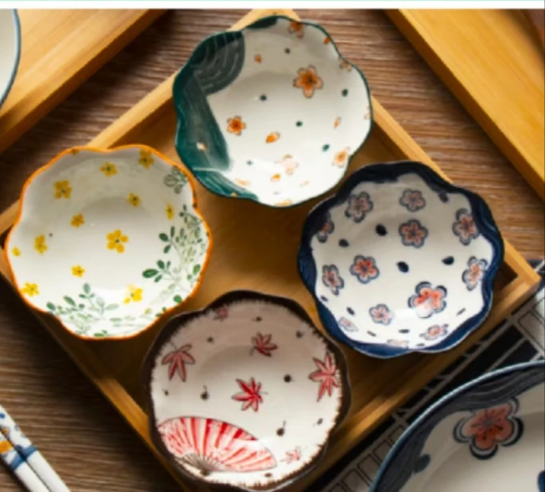 家用送礼陶瓷四季花味碟