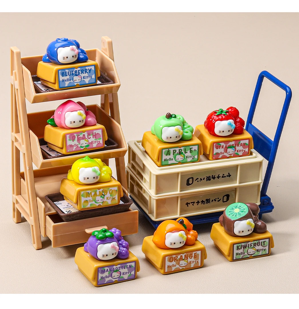 【独特设计】KT猫水果箱 8款树脂饰品配件DIY桌面摆件钥匙扣