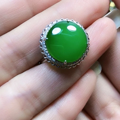 和田玉银S925镶嵌戒指