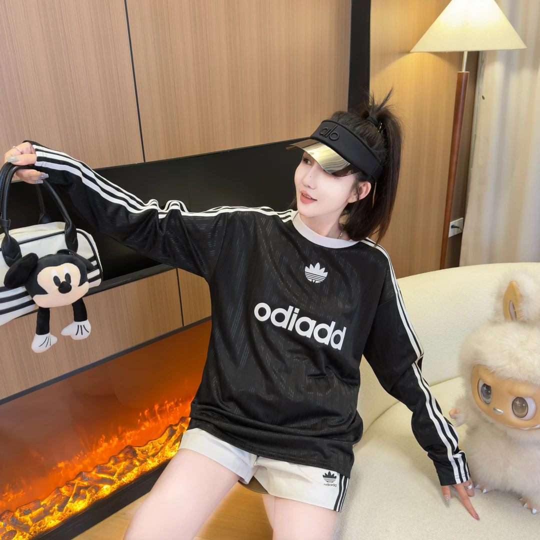 【暗夜星河】宽松套头运动网红时尚百搭潮流休闲拼接长袖T恤08-1