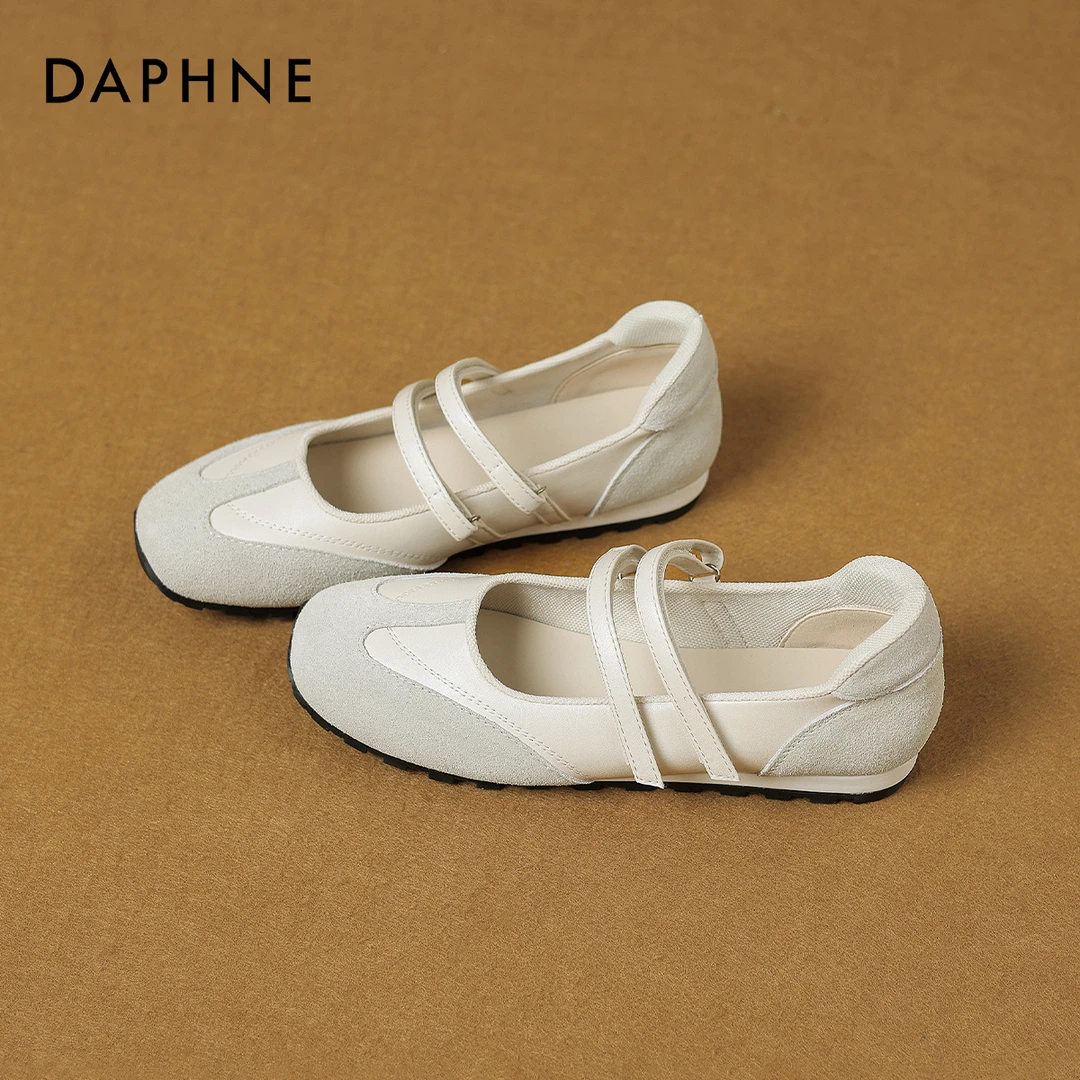 达芙妮2025春季新款玛丽珍鞋白色百搭透气浅口学生平底休闲单鞋zj