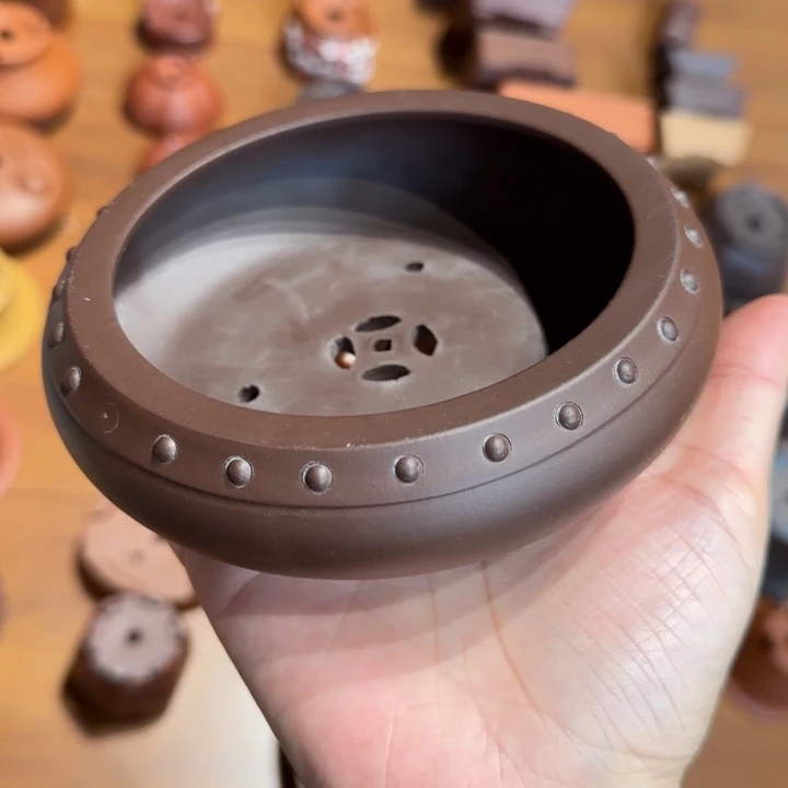 紫砂花盆口径10深度3