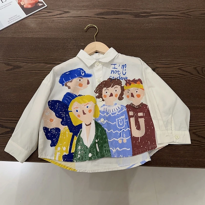 2025新款春季男童纯棉衬衫秋装卡通儿童衣服上衣宝宝洋气