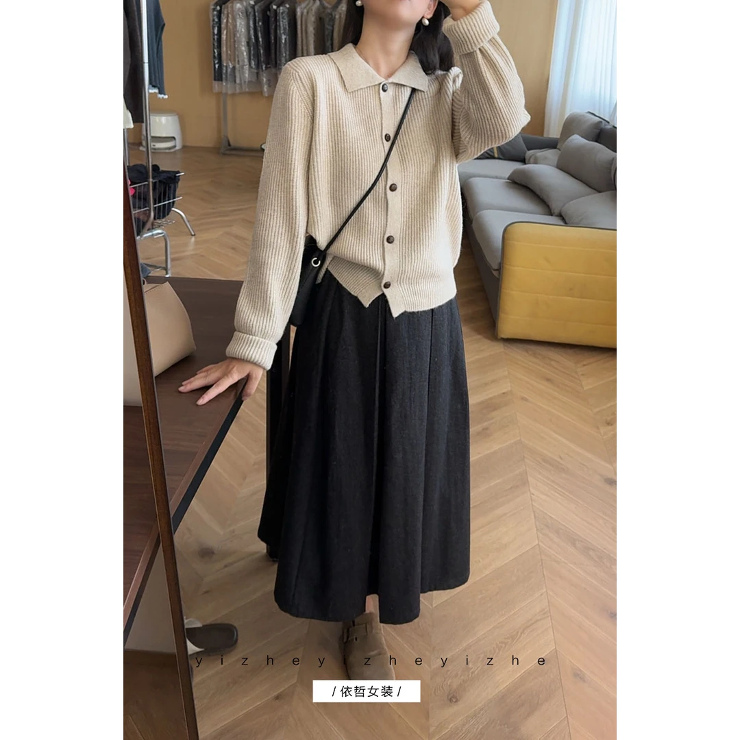 “”超轻柔polo毛衣“”休闲针织女秋冬休闲简约针织衫百搭套头衫打底