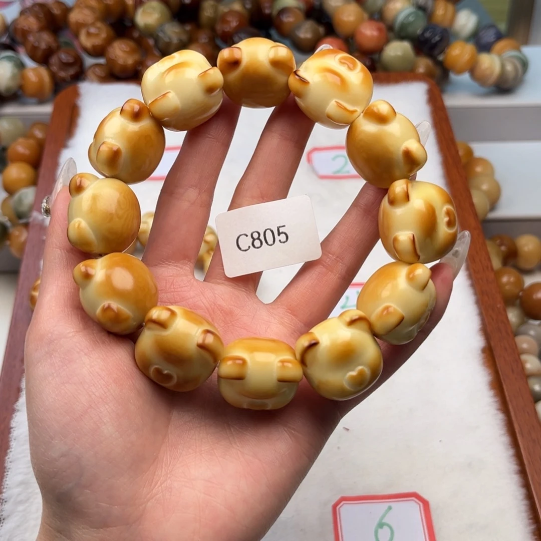 菩提根/象牙果手串勿**心20mm通货爱心熊一串c805