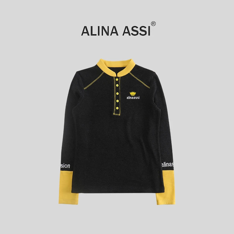 【雪雪】2025秋季新款T恤百搭休闲长袖上衣AD026