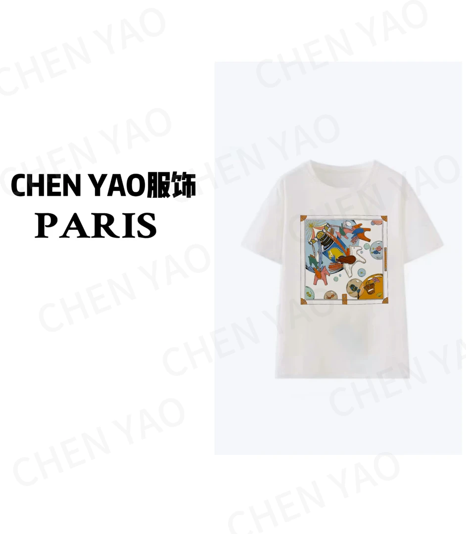 【旋转木马】轻奢时尚百搭 重工3D立体毛巾刺绣夏季设计短袖