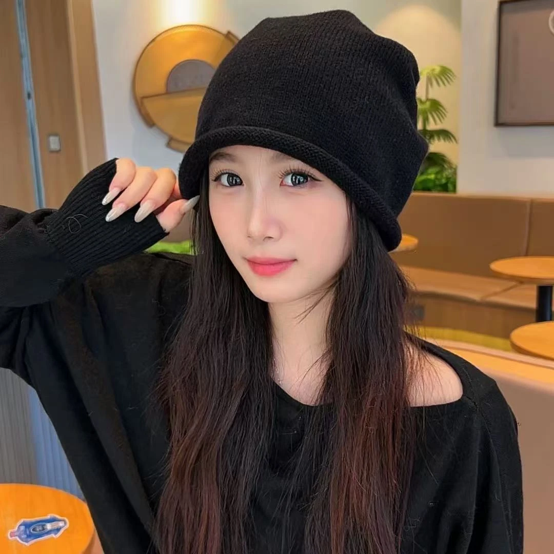 网红同款超减龄针织卷边宽松堆堆帽保暖时尚潮流针织帽