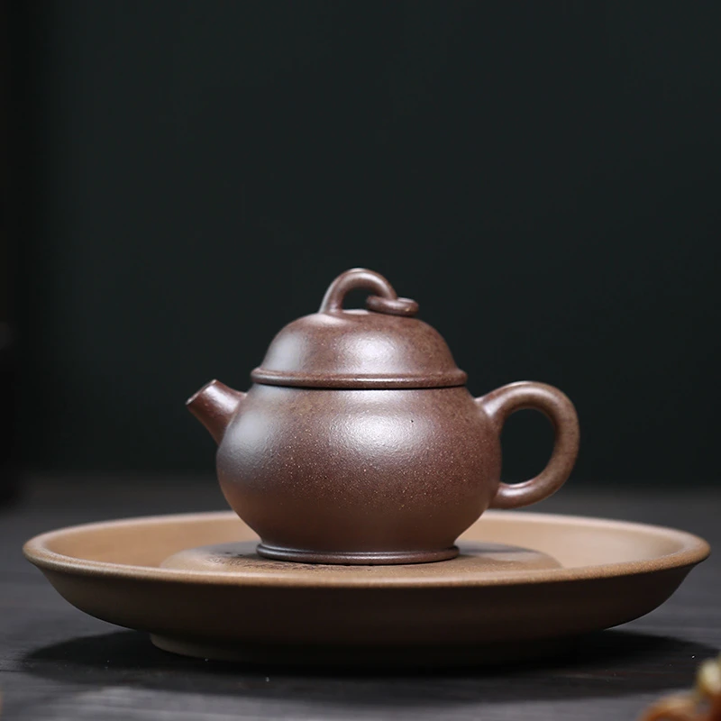 大吉羊柴烧 宜兴紫砂壶茶壶 原矿本山绿泥元宝100ml庄杰纯手工