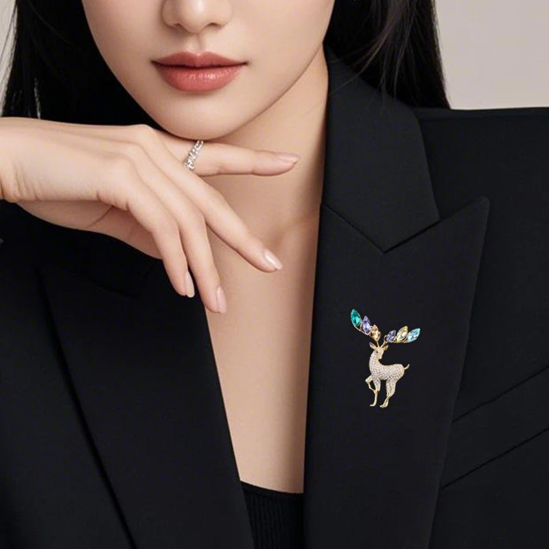 铜锆石胸针 麋鹿胸针