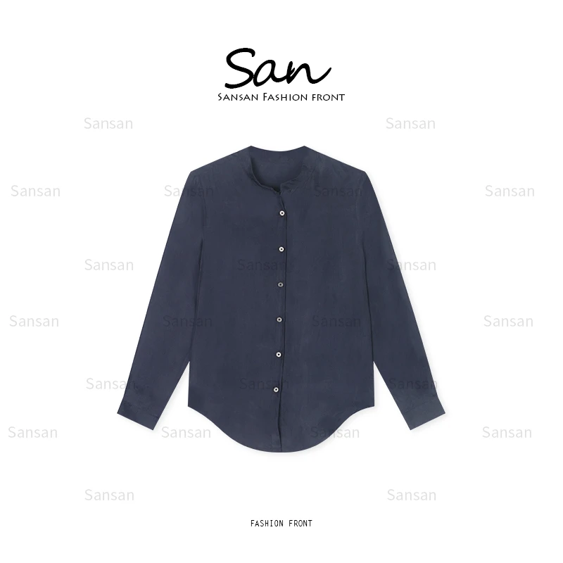 【SANSAN】气质设计感百搭休闲纯色简约长袖衬衫DY-60012